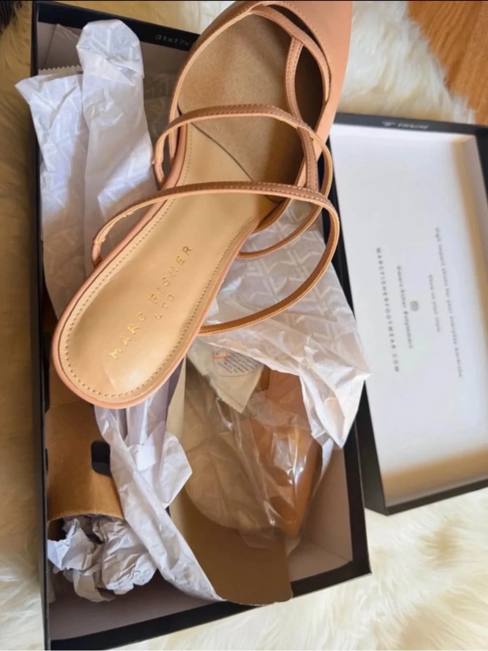 Marc Fisher Blush Strappy Flat Sandals